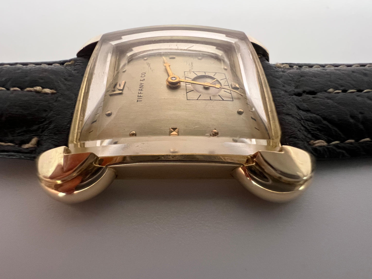 Frisman Vintage Tiffany & Co Mathey-Tissot 14k Gold Heavy Art Deco Flared Lug Mens Watch
