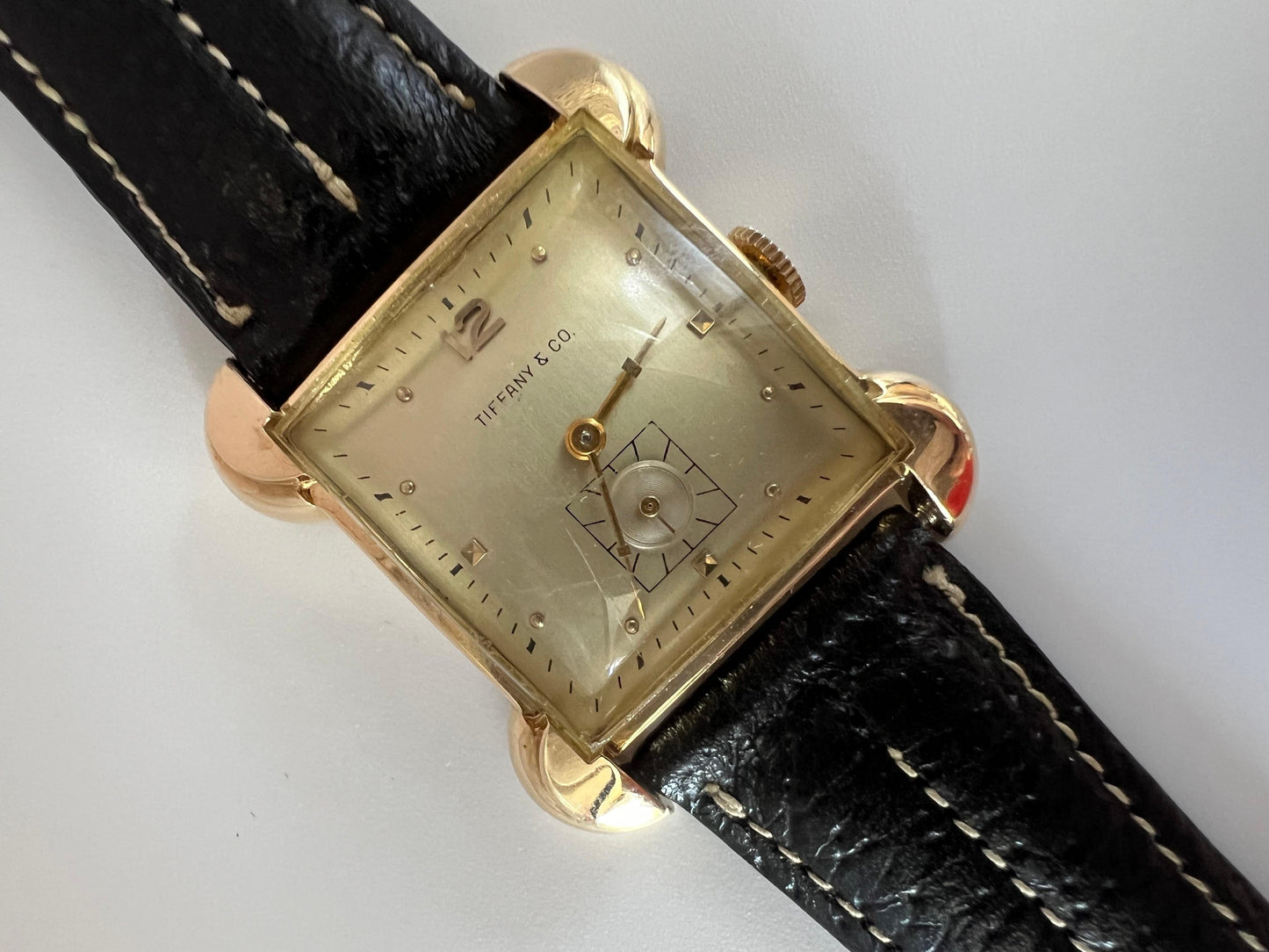 Frisman Vintage Tiffany & Co Mathey-Tissot 14k Gold Heavy Art Deco Flared Lug Mens Watch