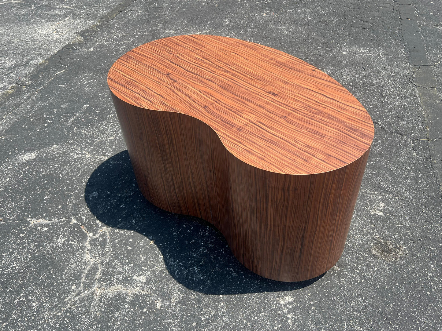 Frisman Vintage Unusual Biomorphic Coffee Table With Wood Grain Formica 1980's