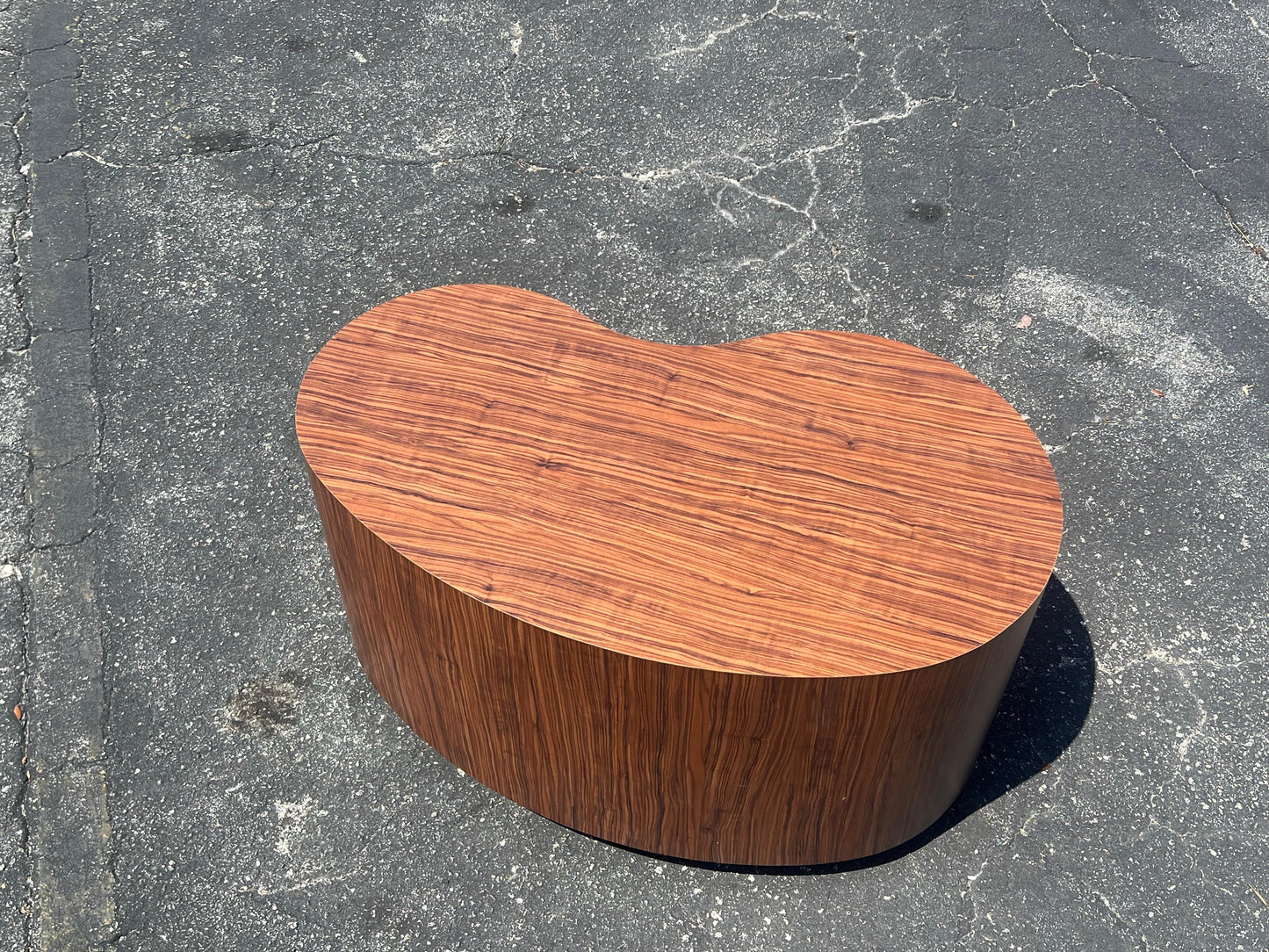 Frisman Vintage Unusual Biomorphic Coffee Table With Wood Grain Formica 1980's