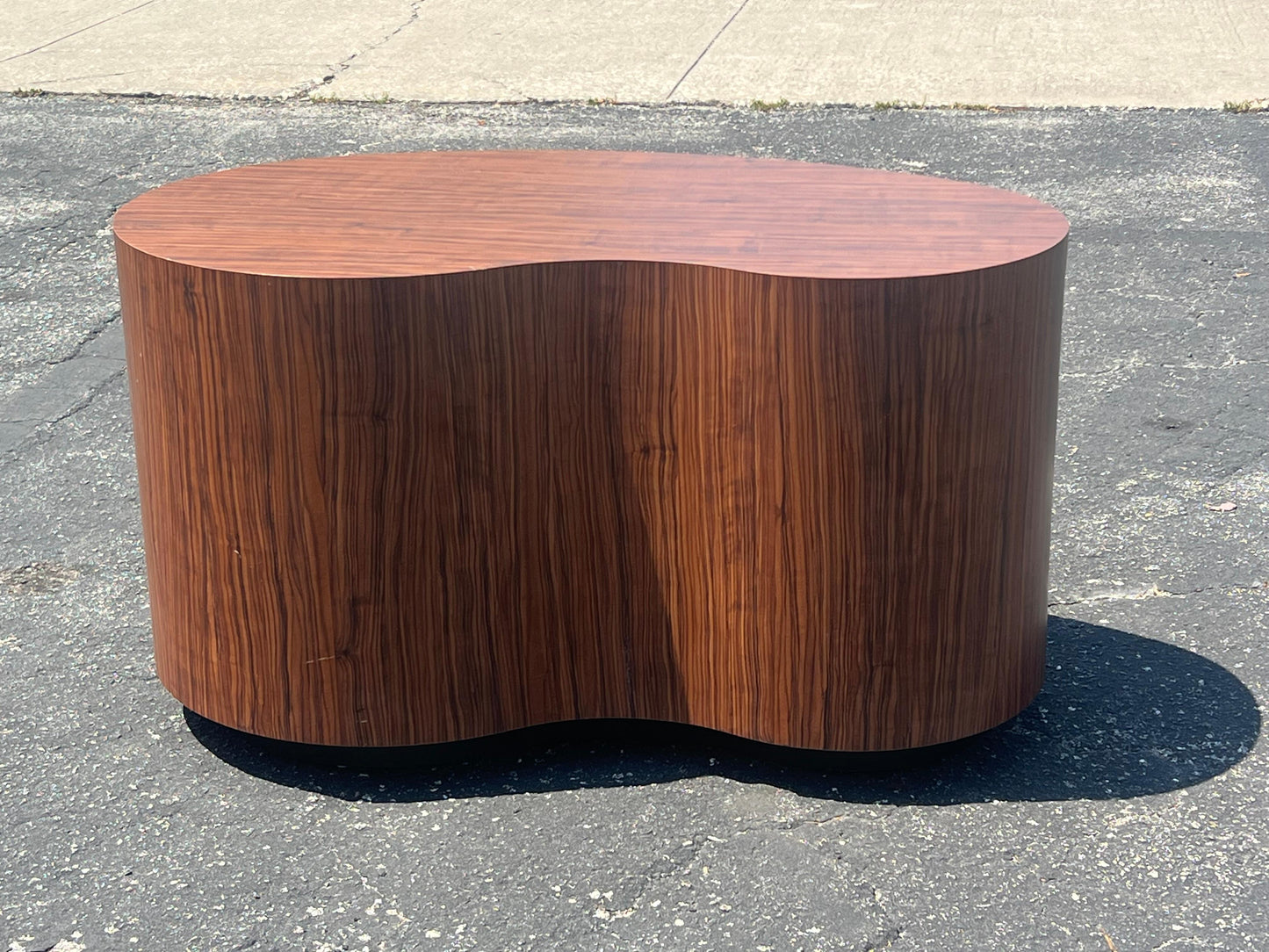 Frisman Vintage Unusual Biomorphic Coffee Table With Wood Grain Formica 1980's