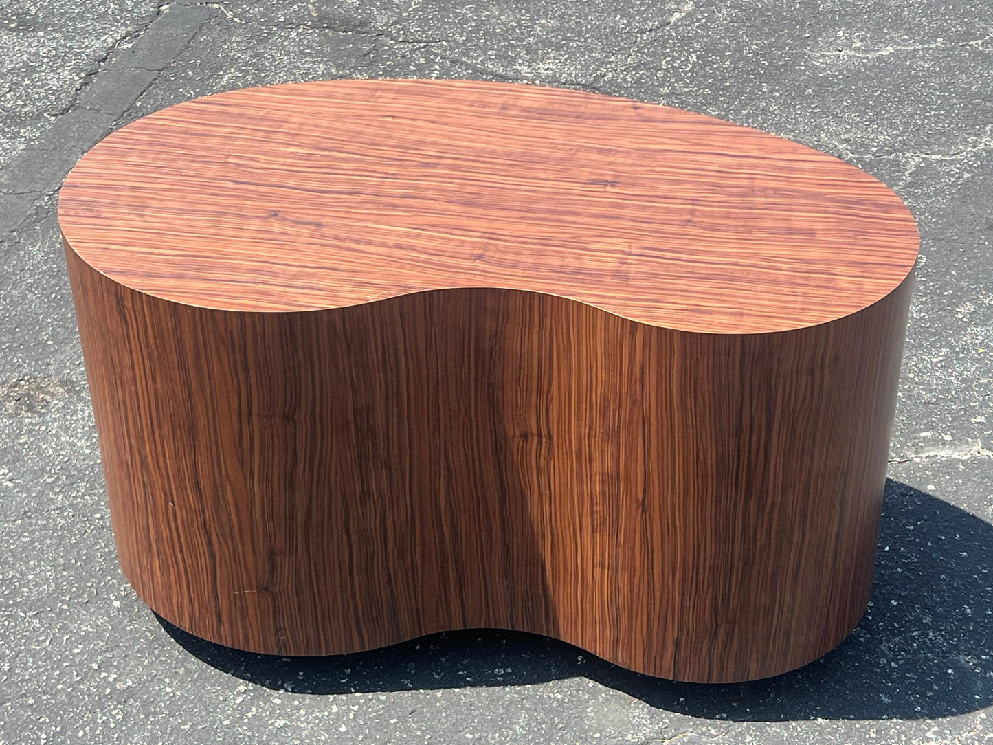 Frisman Vintage Unusual Biomorphic Coffee Table With Wood Grain Formica 1980's