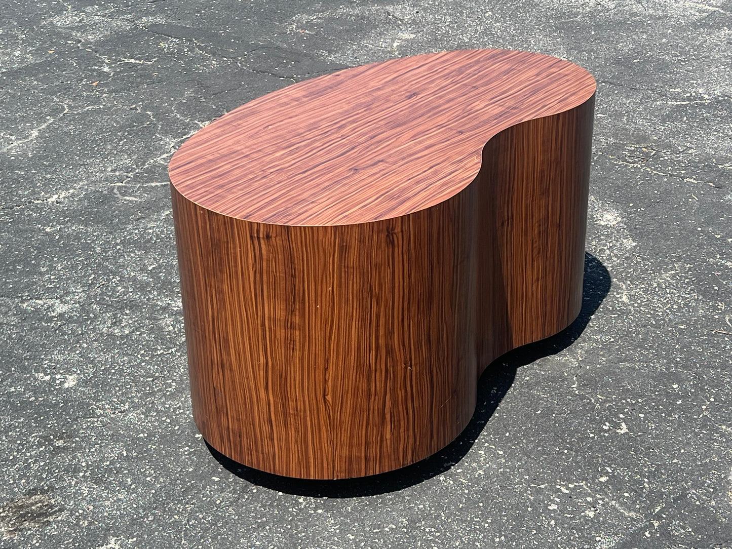 Frisman Vintage Unusual Biomorphic Coffee Table With Wood Grain Formica 1980's