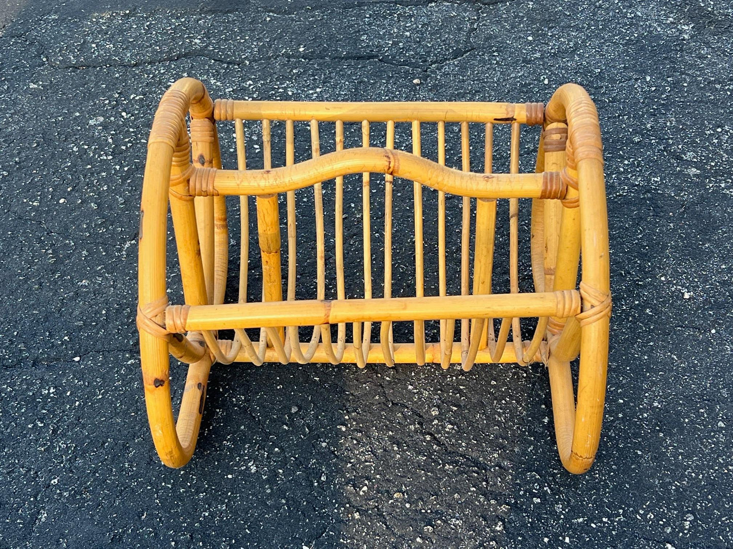 Frisman Vintage Unusual Vintage Bamboo Magazine Rack Ca' 1950's