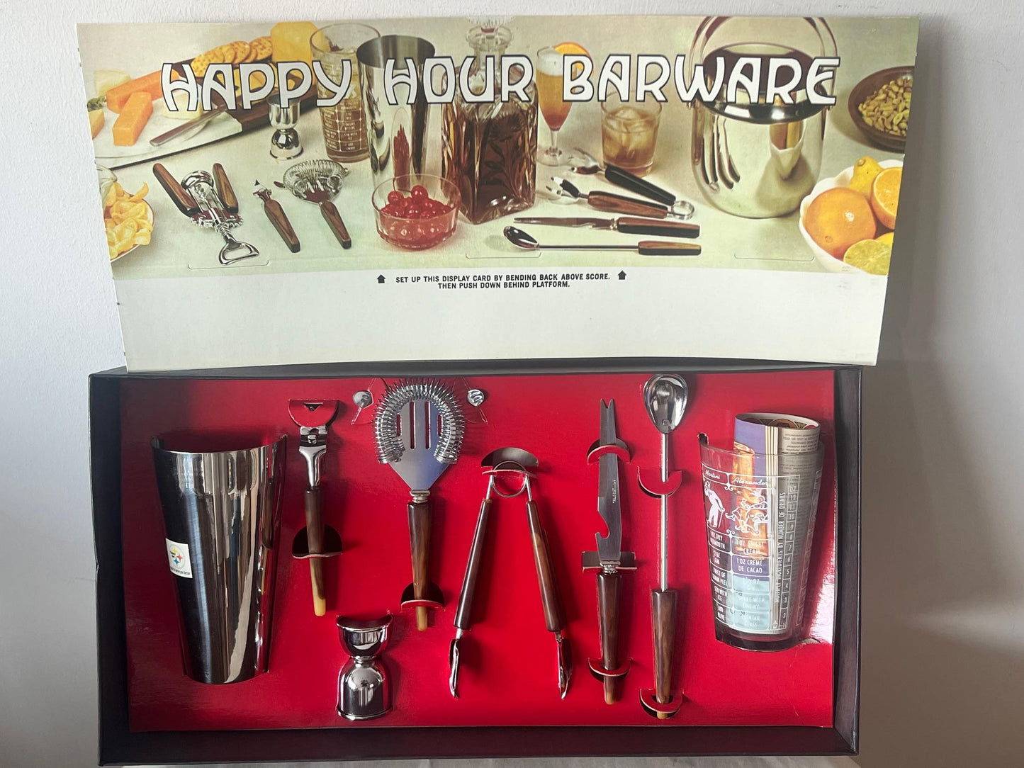 Frisman Vintage Eight Piece Barware Set, 1971 Unused Condition