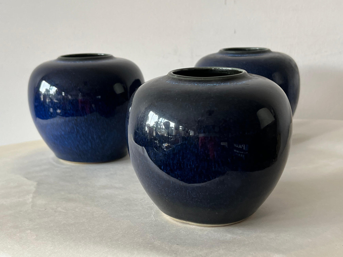 Frisman Vintage A Group Of Three Vintage Japanese Cobalt Blue Vases ca' 1950's