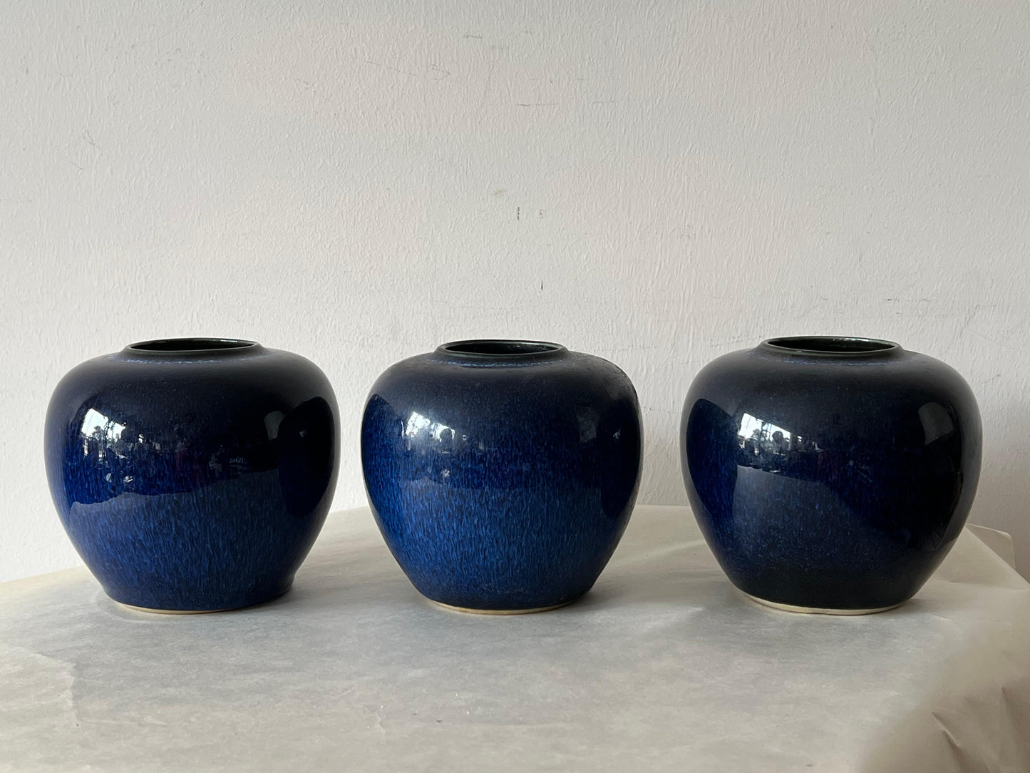 Frisman Vintage A Group Of Three Vintage Japanese Cobalt Blue Vases ca' 1950's
