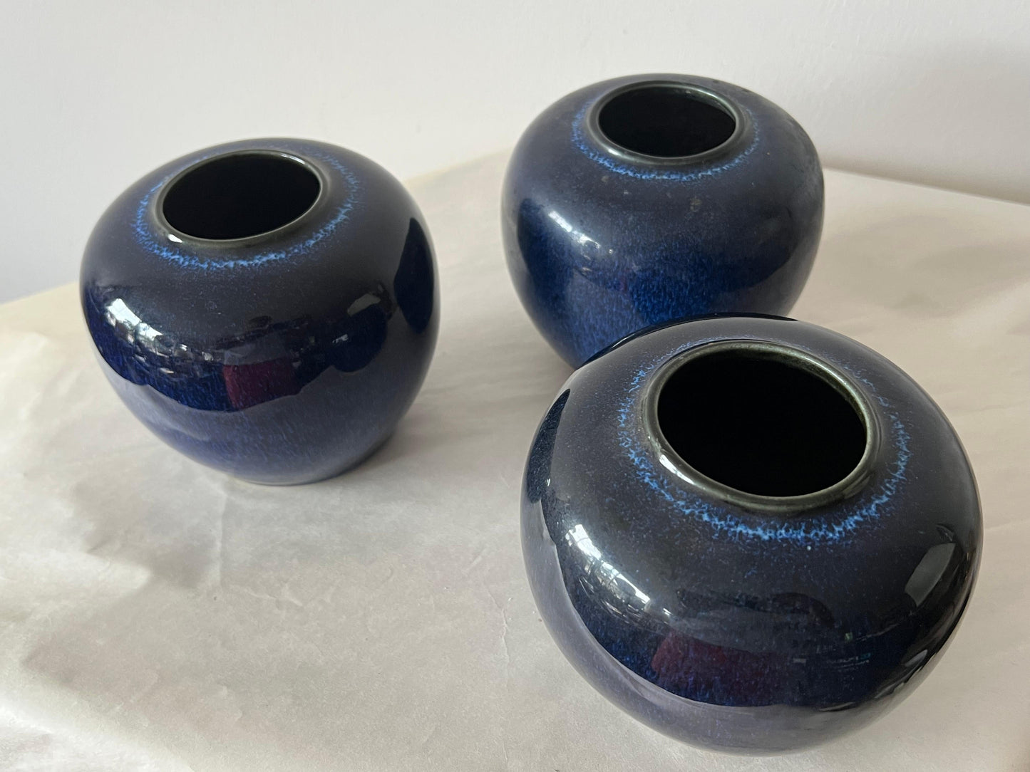 Frisman Vintage A Group Of Three Vintage Japanese Cobalt Blue Vases ca' 1950's