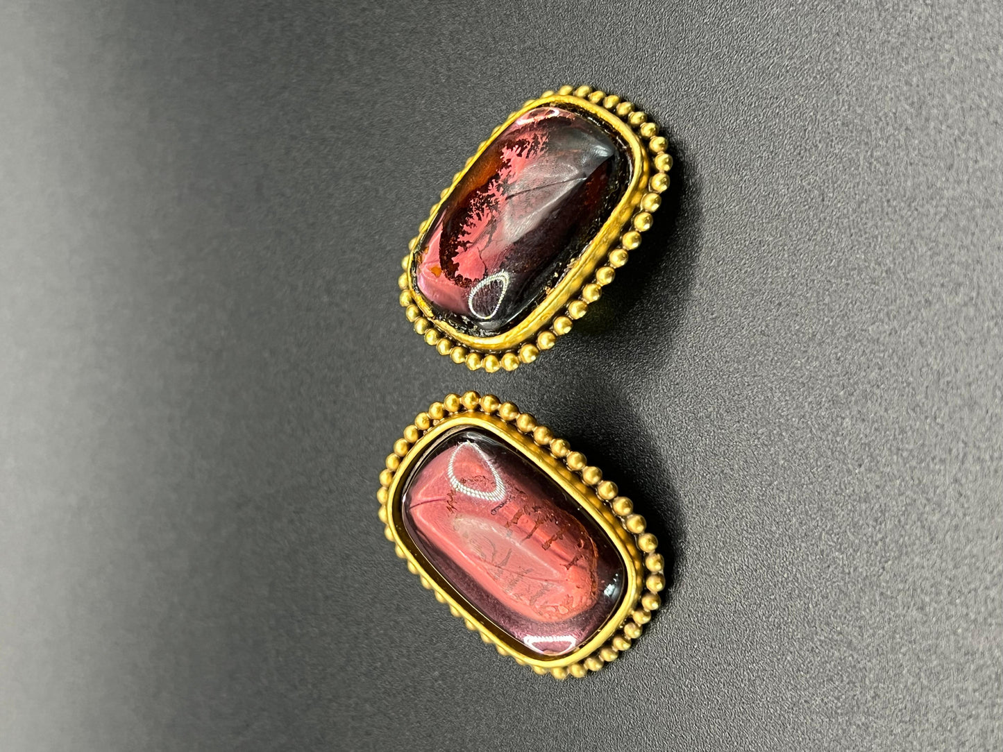Frisman Vintage Vintage Yves Saint Laurent Clip-On Earrings Gold Tone Amethyst Glass Signed