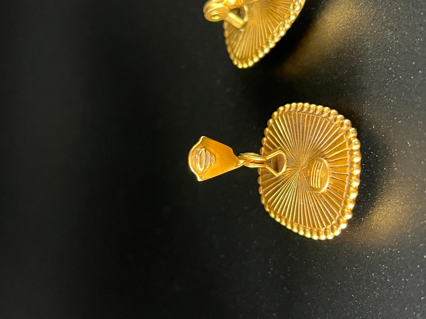 Frisman Vintage Vintage Yves Saint Laurent Clip-On Earrings Gold Tone Amethyst Glass Signed
