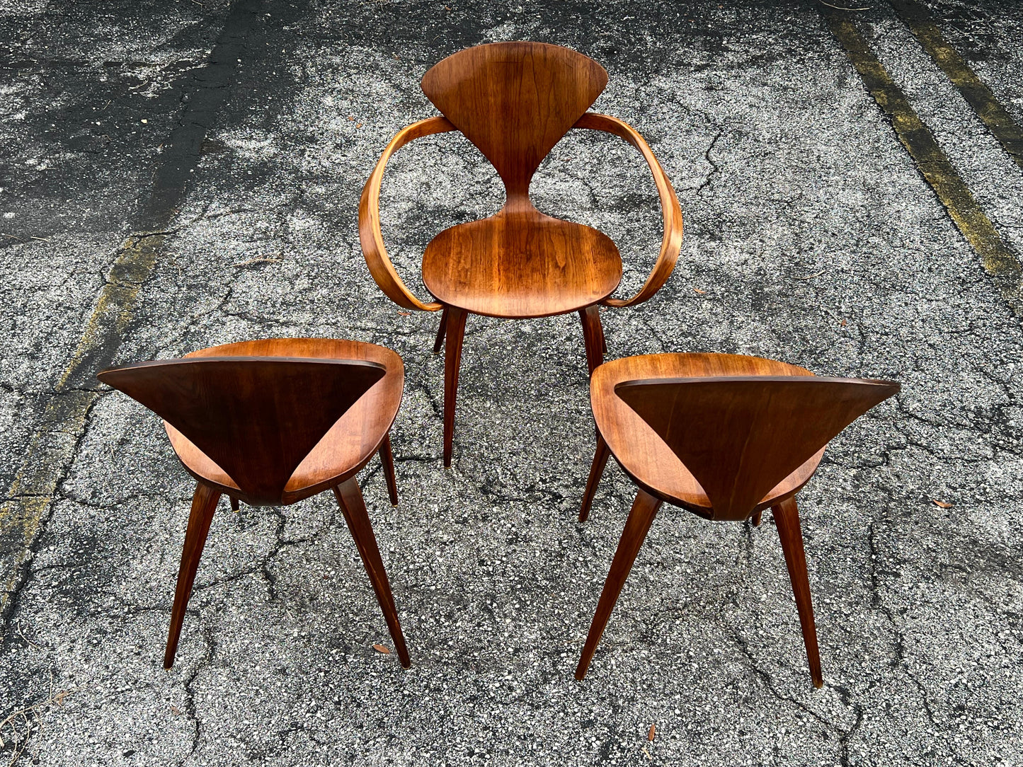 Frisman Vintage A Vintage Norman Cherner Plycraft Arm Chair And Three Side Chairs ca' 1950's