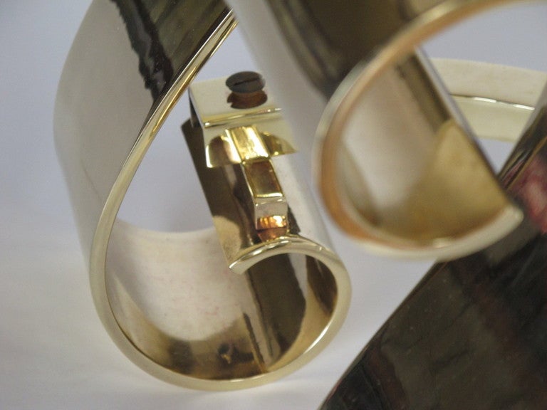 Frisman Vintage A Pair of Polished Scroll Brass Andirons