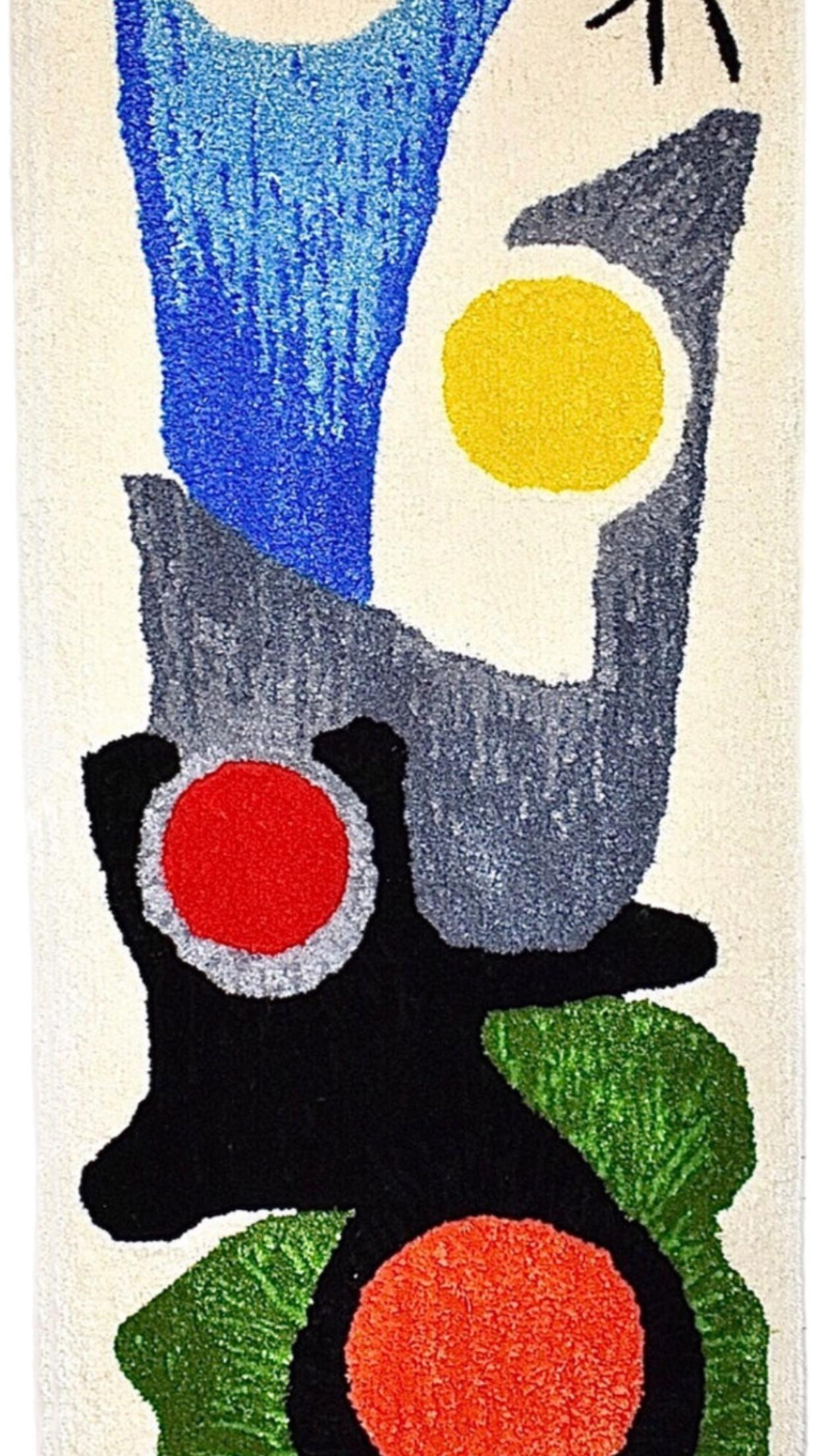 Frisman Vintage Handmade Rya Rug Type Insp Calder Miro Matisse Modern Art Wall Hanging Tapestry