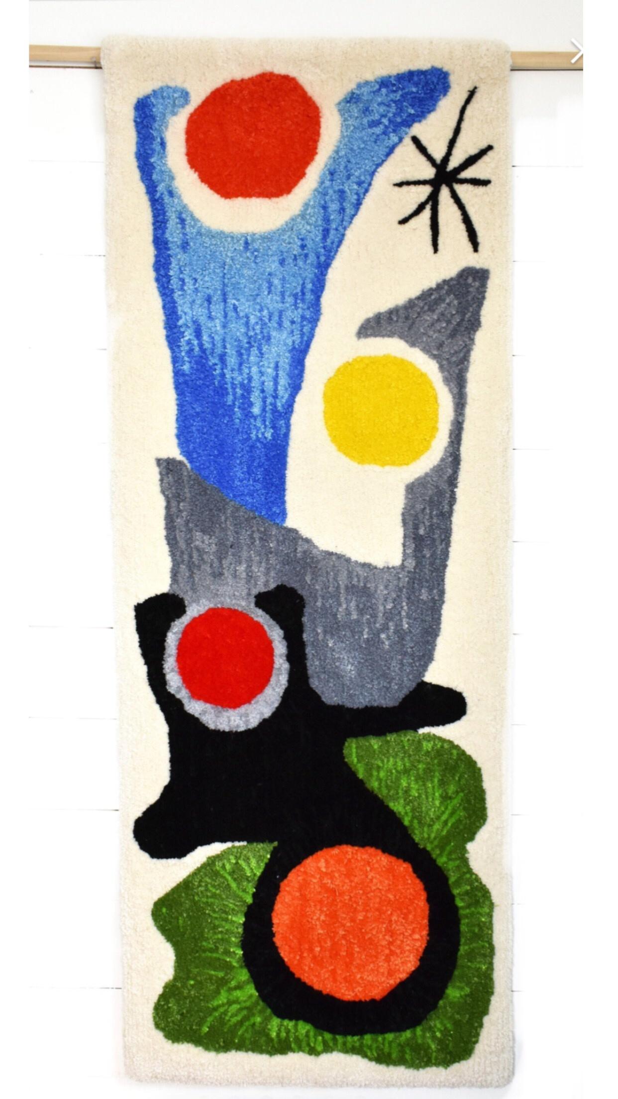 Frisman Vintage Handmade Rya Rug Type Insp Calder Miro Matisse Modern Art Wall Hanging Tapestry