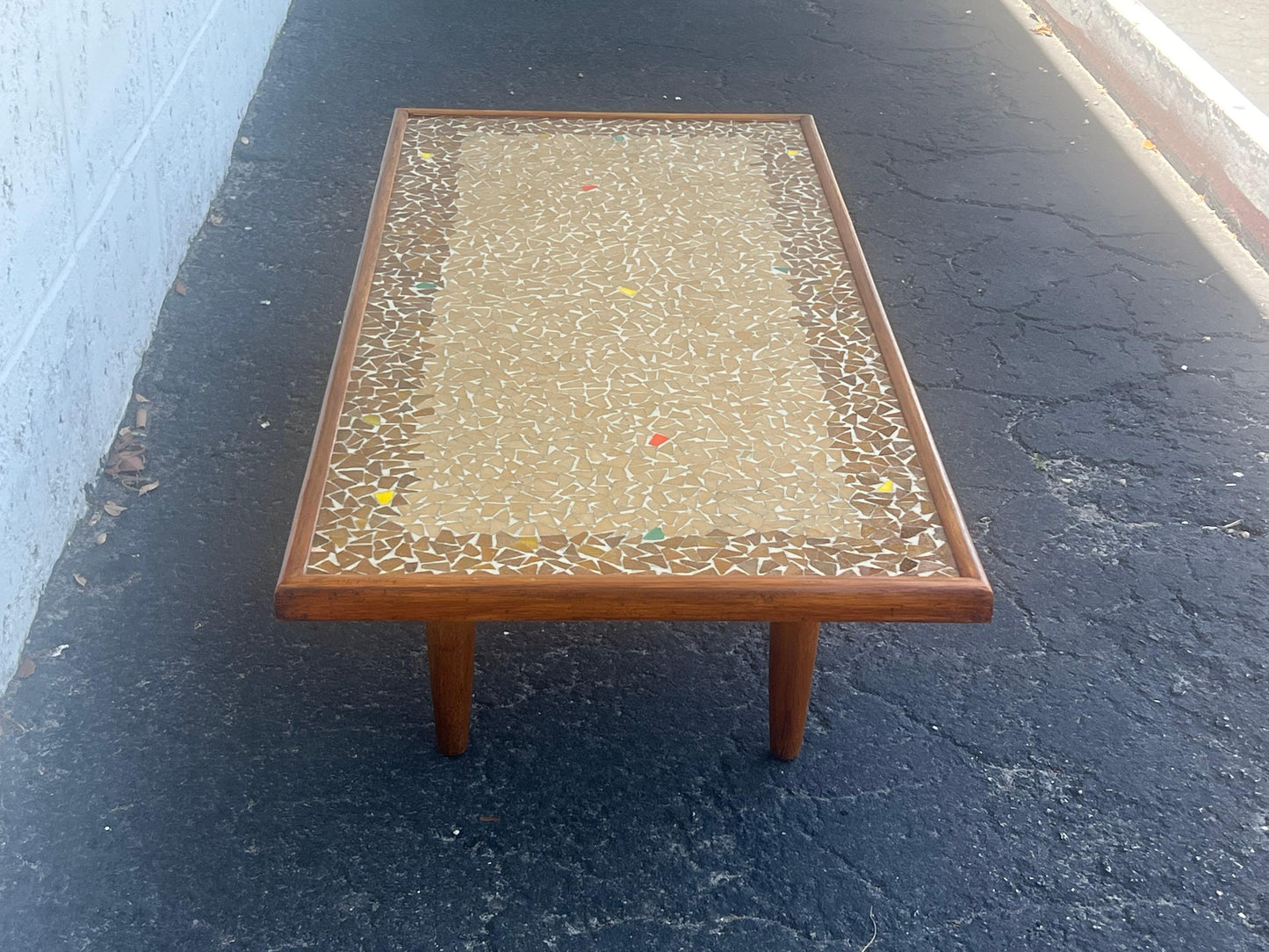 Frisman Vintage Unusual Coffee Table Ca' 1950's With A Mosaic Tile Top