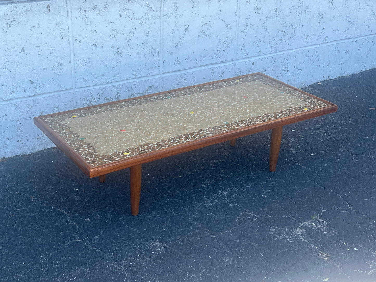 Frisman Vintage Unusual Coffee Table Ca' 1950's With A Mosaic Tile Top