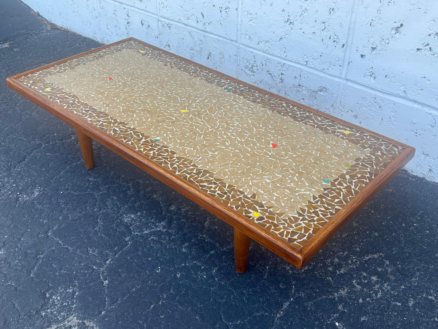 Frisman Vintage Unusual Coffee Table Ca' 1950's With A Mosaic Tile Top