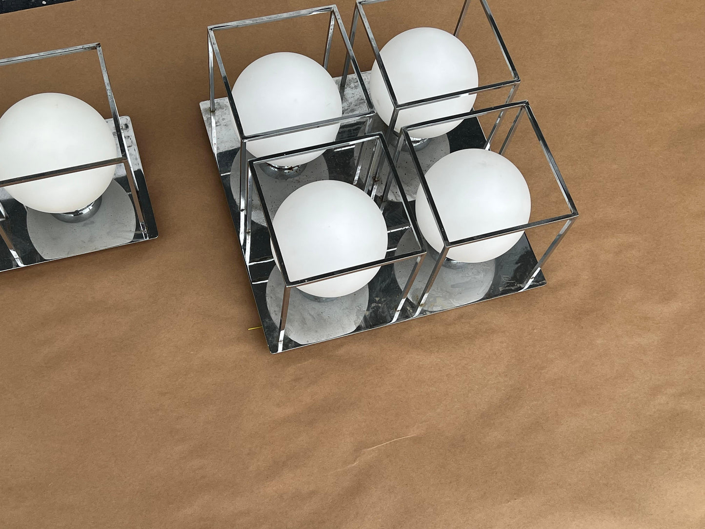 Frisman Vintage Space Age Wall Or Ceiling Lights Chrome And Glass