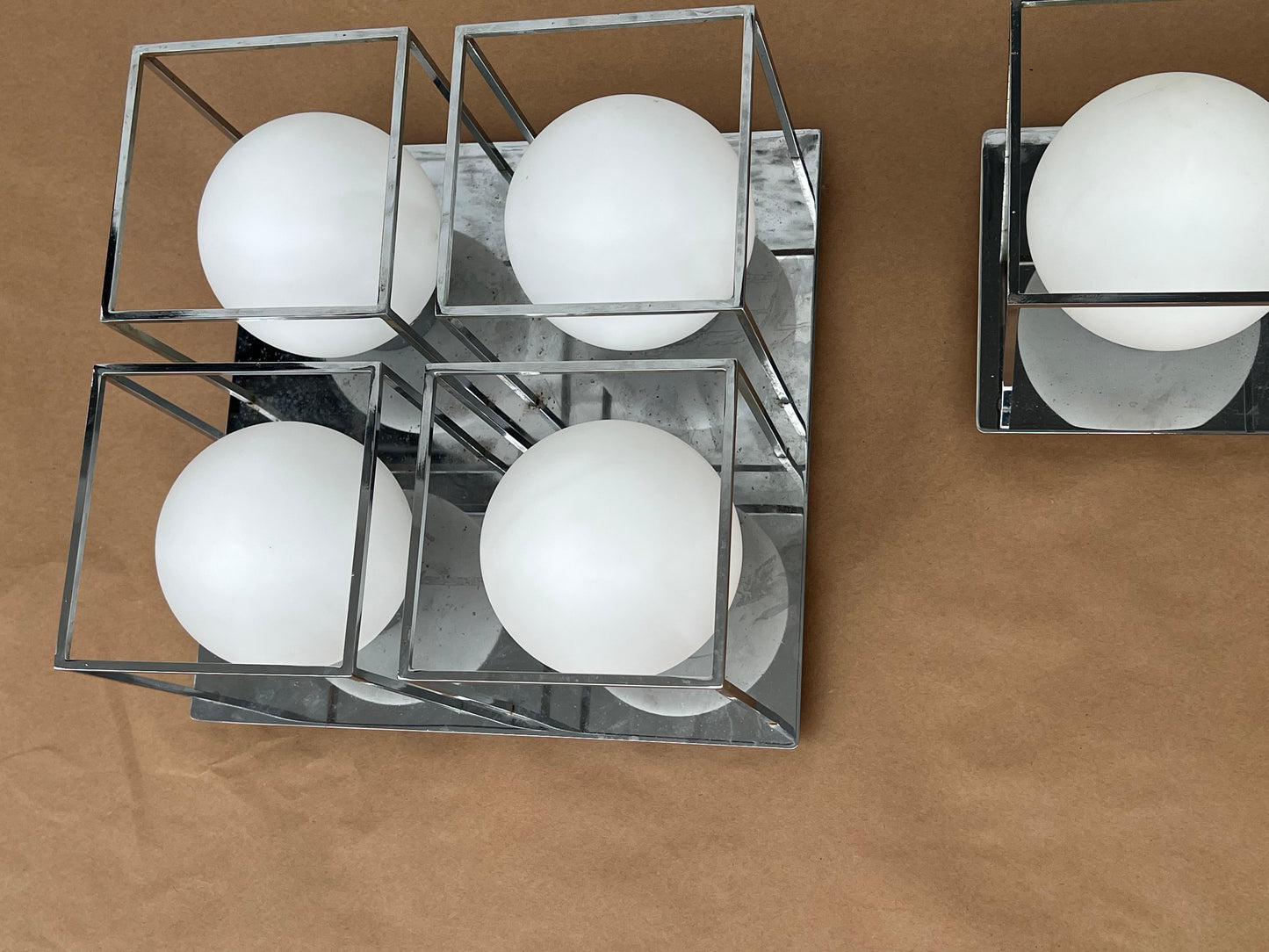 Frisman Vintage Space Age Wall Or Ceiling Lights Chrome And Glass