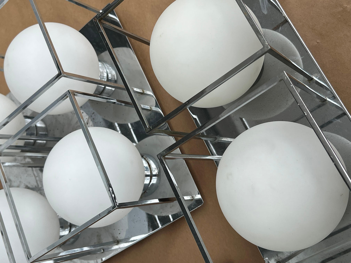 Frisman Vintage Space Age Wall Or Ceiling Lights Chrome And Glass