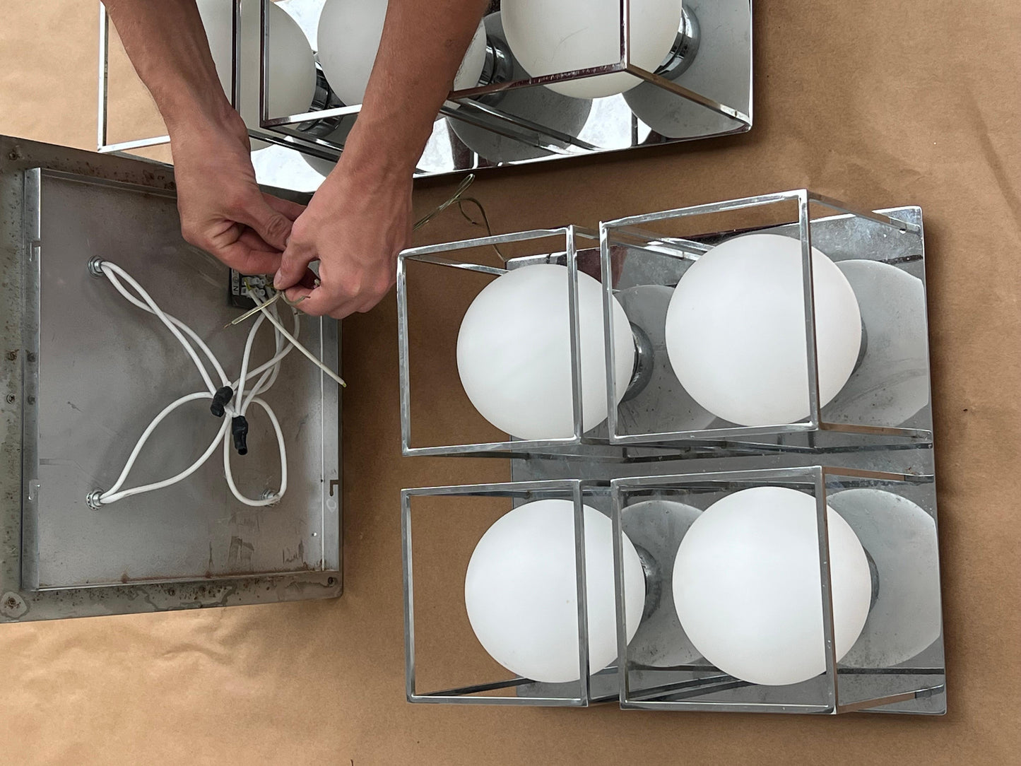 Frisman Vintage Space Age Wall Or Ceiling Lights Chrome And Glass