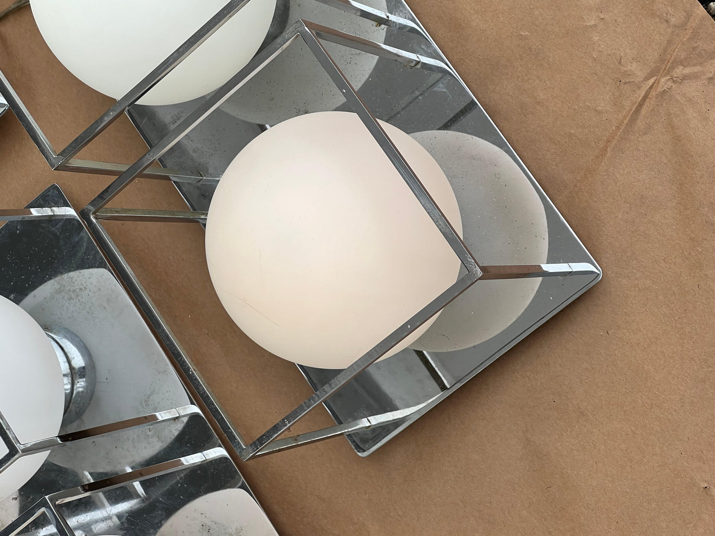 Frisman Vintage Space Age Wall Or Ceiling Lights Chrome And Glass