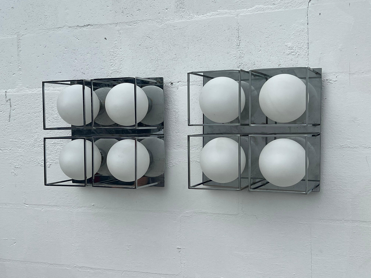 Frisman Vintage Space Age Wall Or Ceiling Lights Chrome And Glass