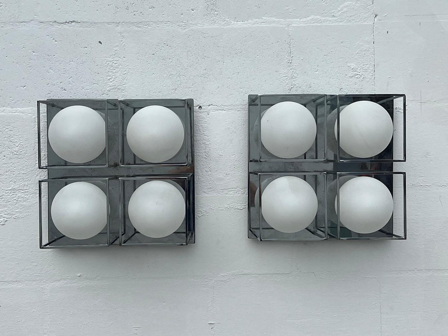 Frisman Vintage Space Age Wall Or Ceiling Lights Chrome And Glass