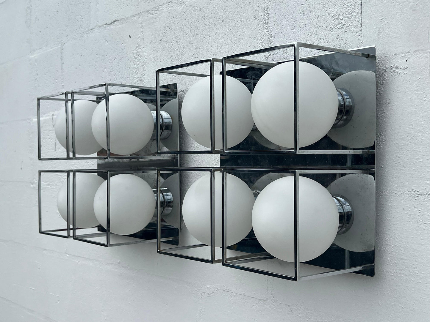 Frisman Vintage Space Age Wall Or Ceiling Lights Chrome And Glass