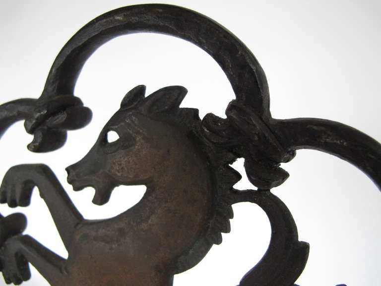 Frisman Vintage A Pair Of Sea Horse Andirons by Oscar Bach