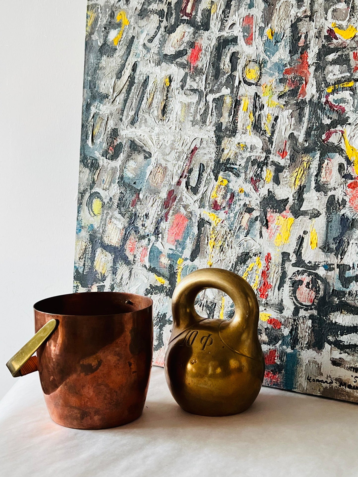 Frisman Vintage An Abstract Expressionist Painting By Leonard Maurer, 1958