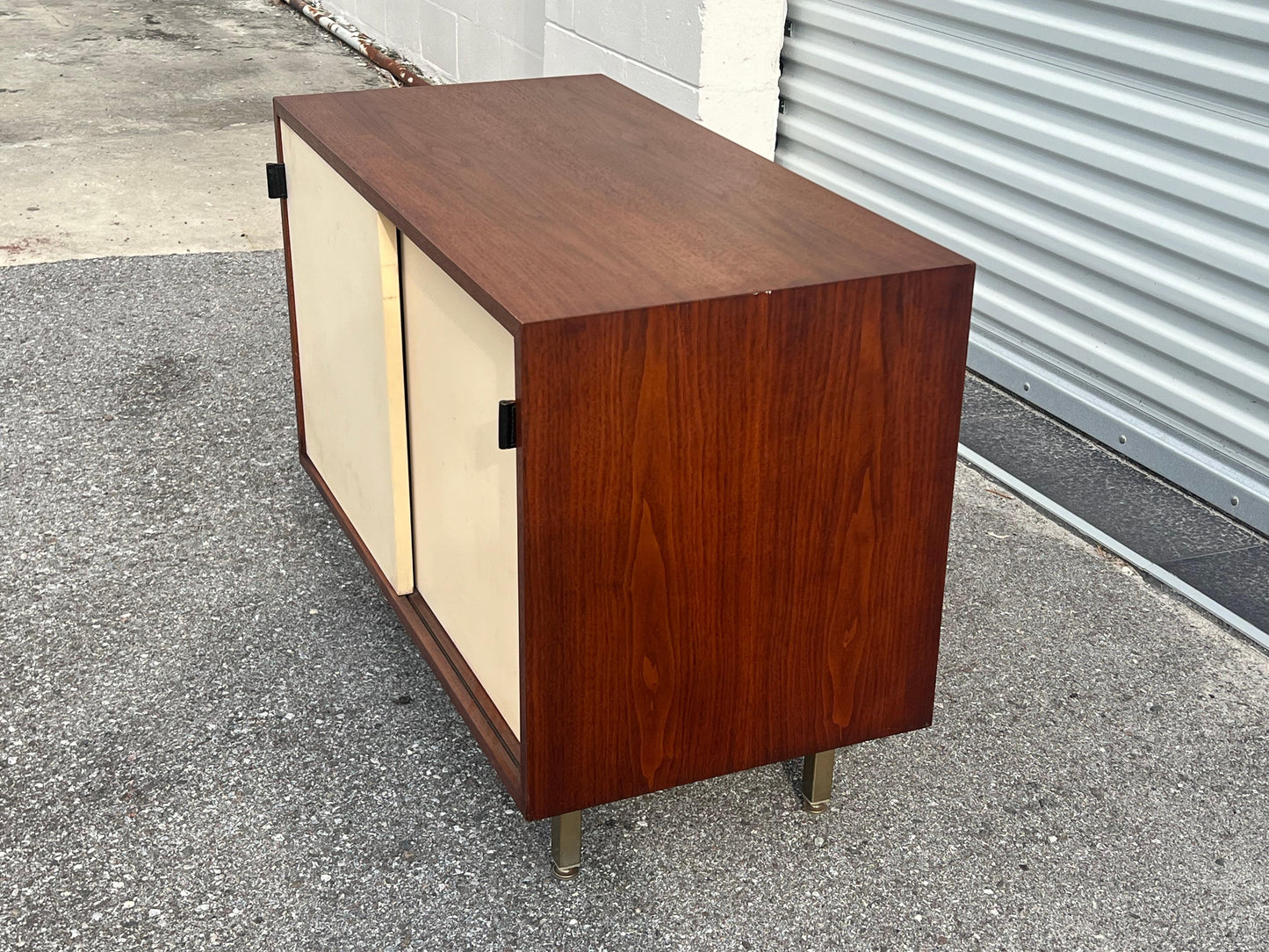 Frisman Vintage Petite Classic Knoll Credenza in Walnut and Cream Ca' 1950's