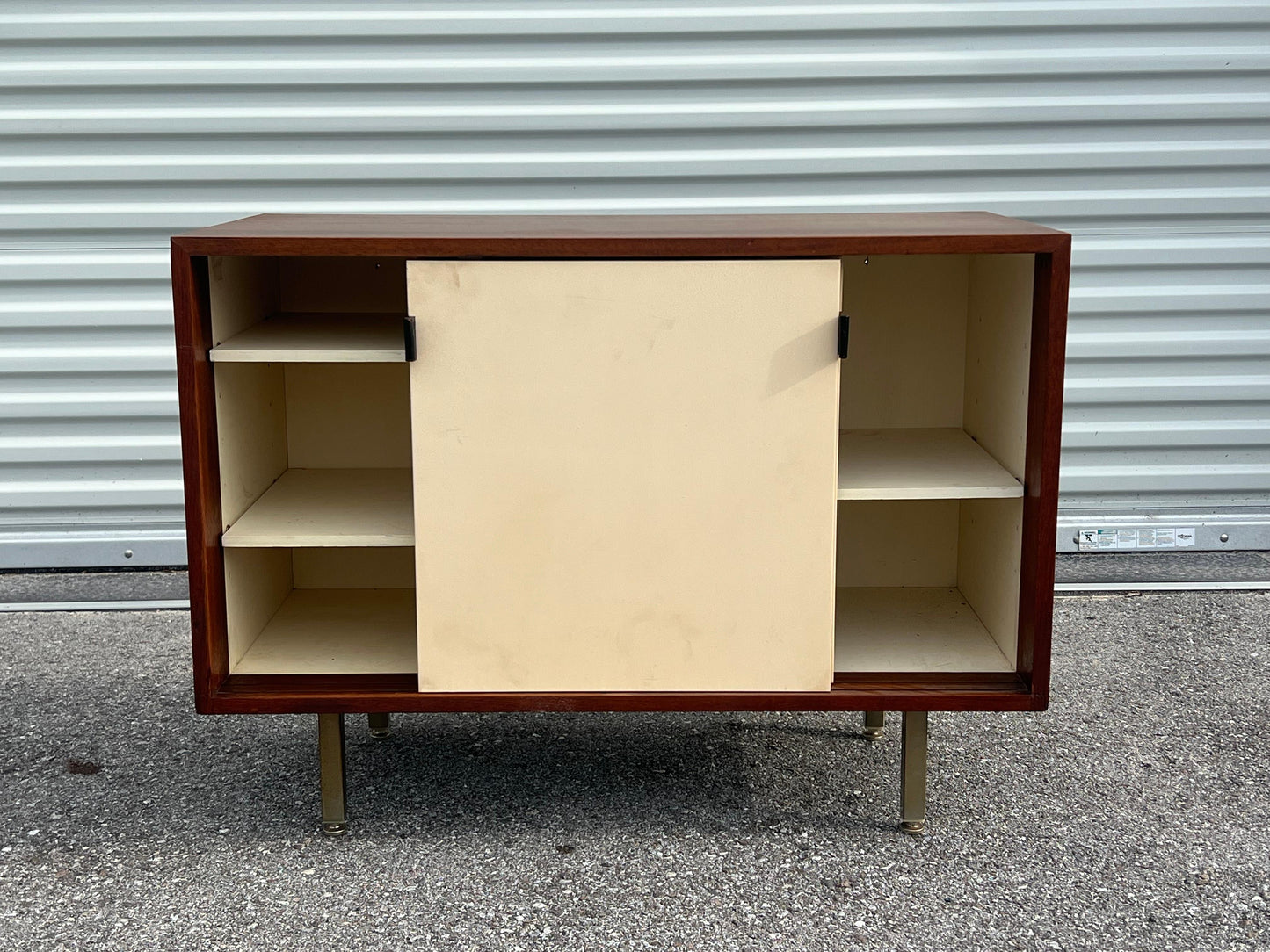 Frisman Vintage Petite Classic Knoll Credenza in Walnut and Cream Ca' 1950's
