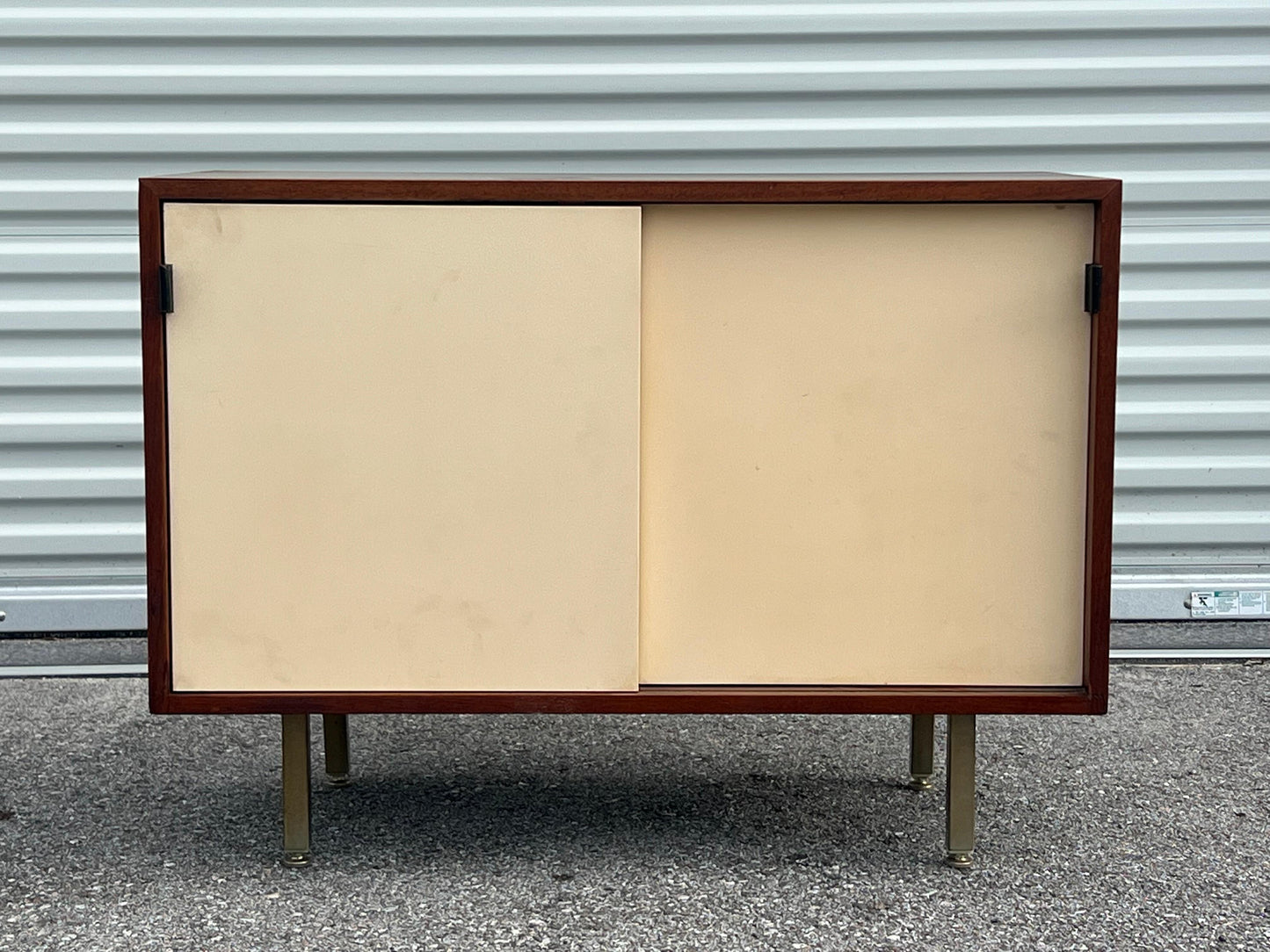 Frisman Vintage Petite Classic Knoll Credenza in Walnut and Cream Ca' 1950's