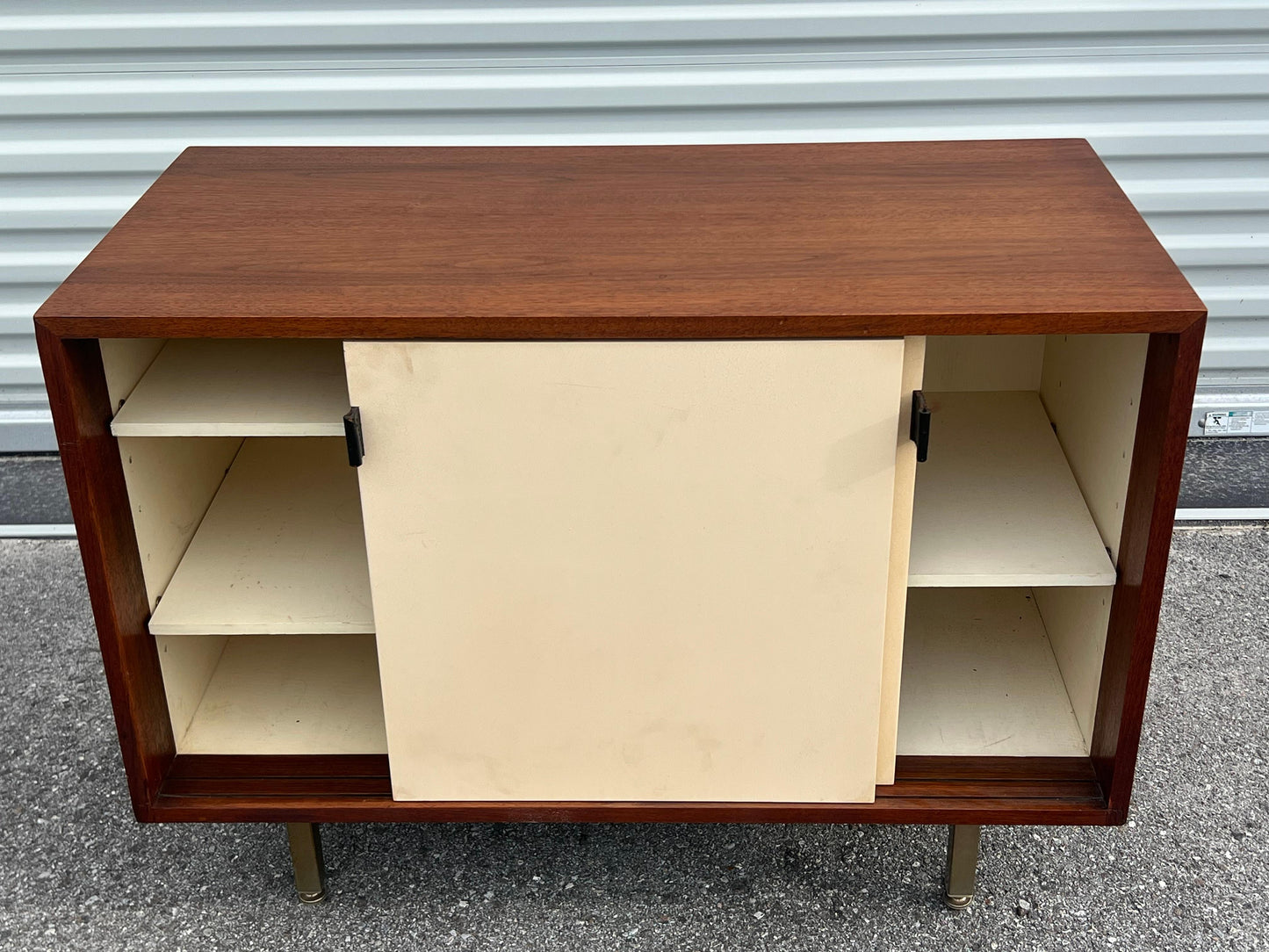 Frisman Vintage Petite Classic Knoll Credenza in Walnut and Cream Ca' 1950's