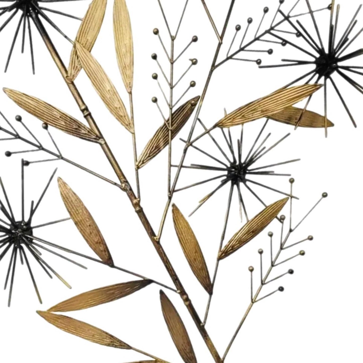 Frisman Vintage Mid Century Modern Curtis Jere Style Brass Pom Pom Bamboo Tree Wall Sculpture