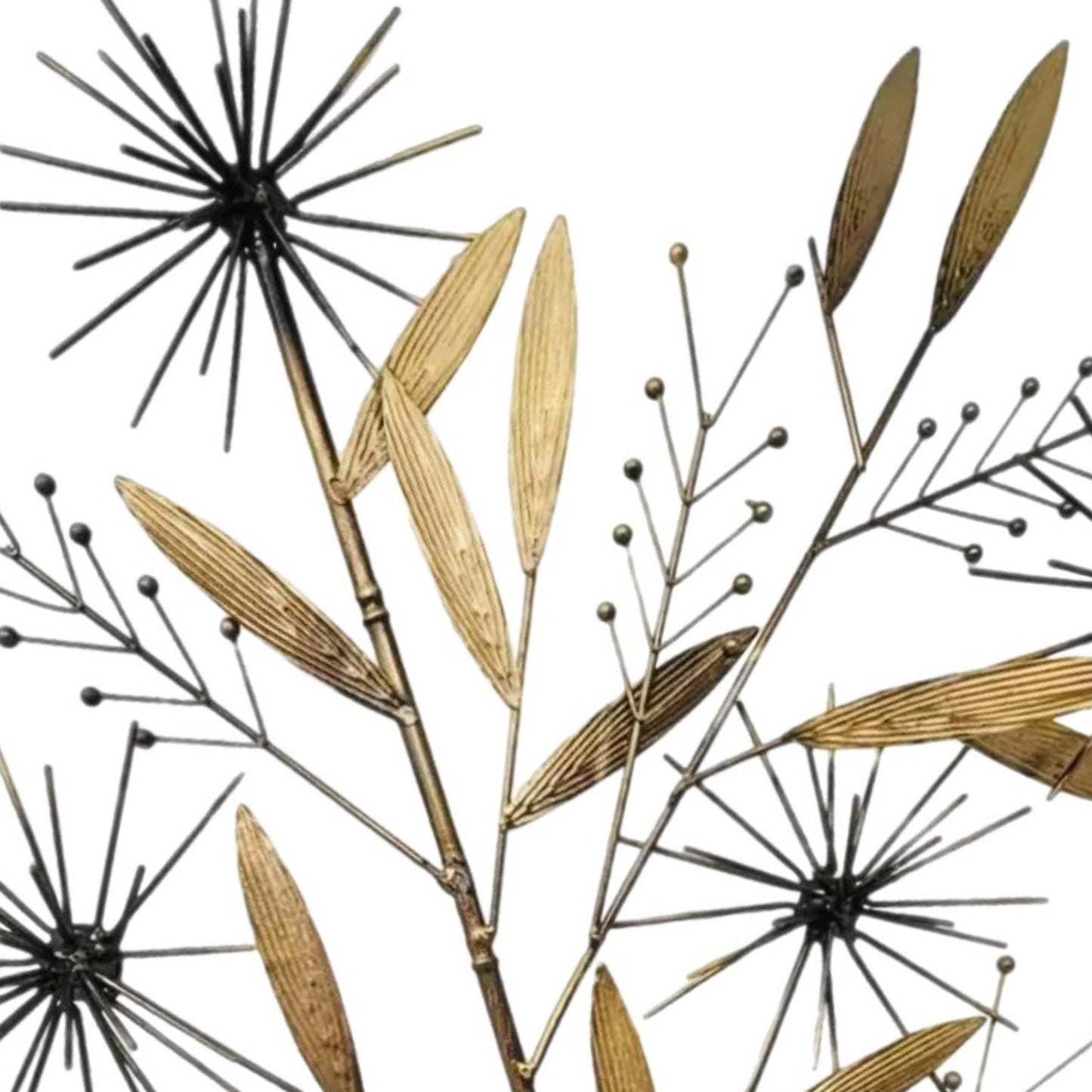 Frisman Vintage Mid Century Modern Curtis Jere Style Brass Pom Pom Bamboo Tree Wall Sculpture