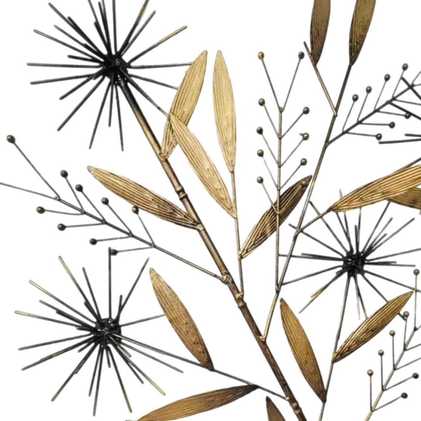 Frisman Vintage Mid Century Modern Curtis Jere Style Brass Pom Pom Bamboo Tree Wall Sculpture