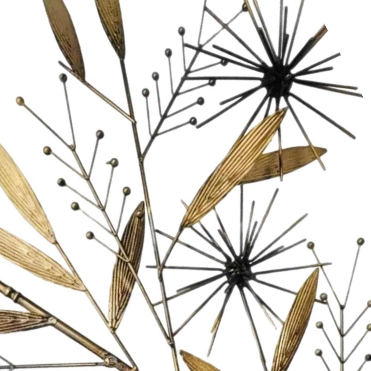 Frisman Vintage Mid Century Modern Curtis Jere Style Brass Pom Pom Bamboo Tree Wall Sculpture