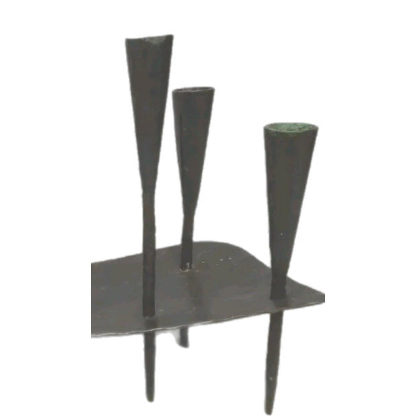 Frisman Vintage Massive 2Ft Mid Century Modern Iron Brutalist Noguchi Insp Sculptural Candelabra