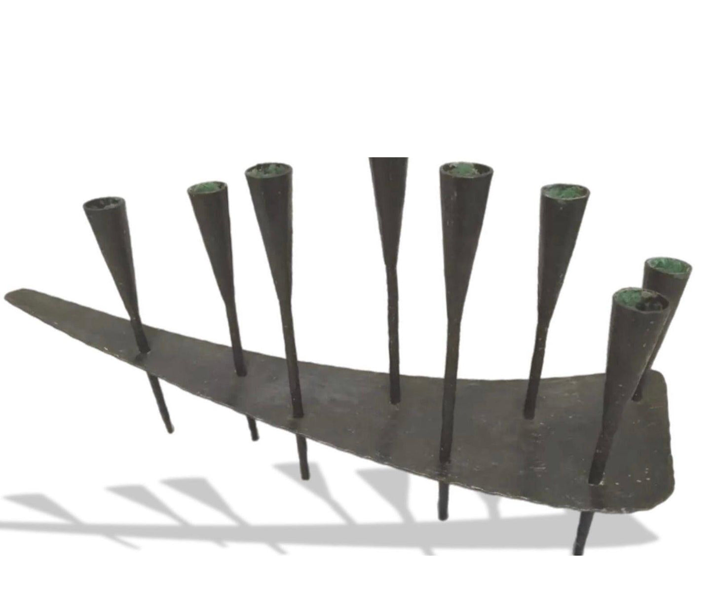 Frisman Vintage Massive 2Ft Mid Century Modern Iron Brutalist Noguchi Insp Sculptural Candelabra