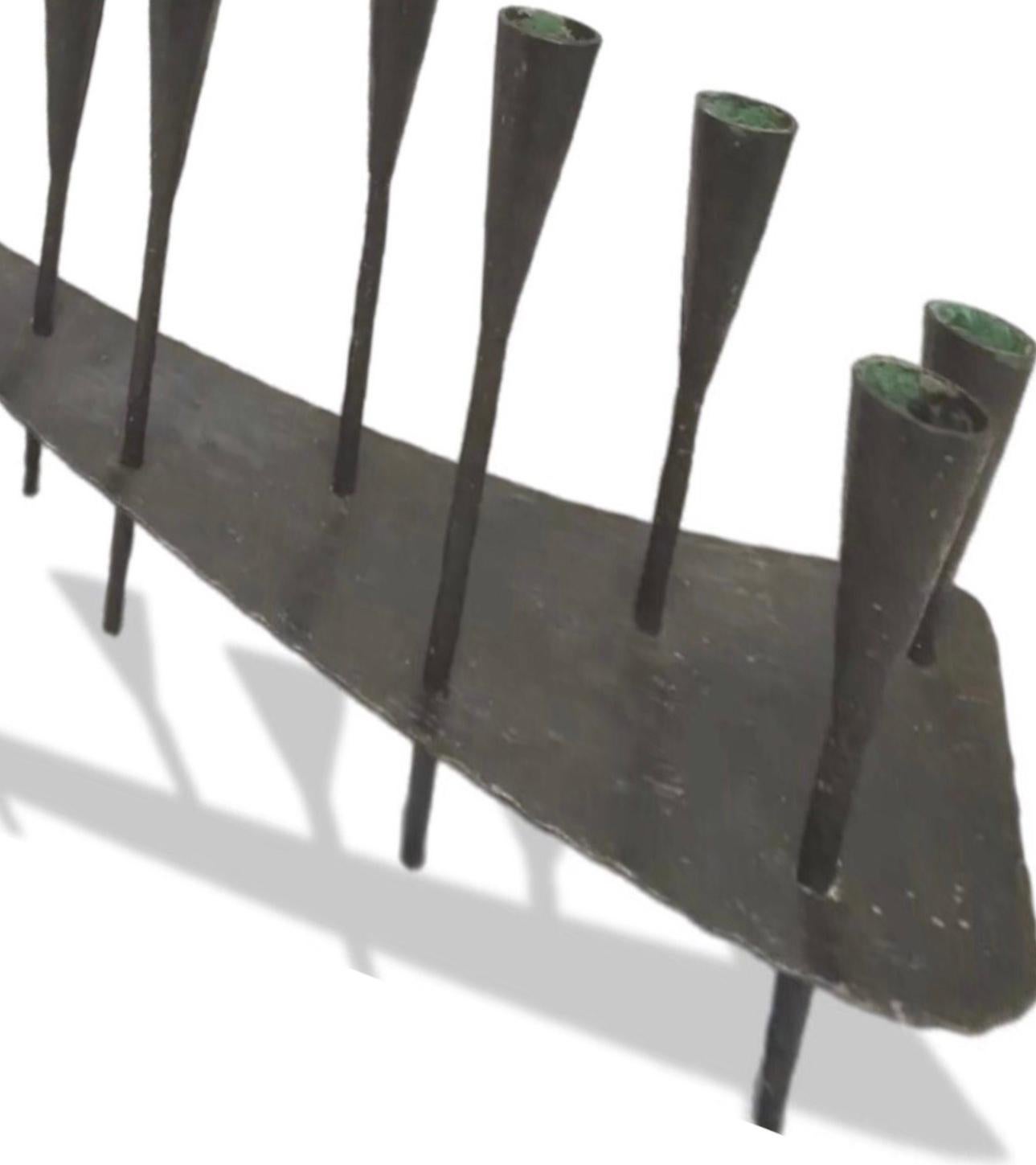 Frisman Vintage Massive 2Ft Mid Century Modern Iron Brutalist Noguchi Insp Sculptural Candelabra
