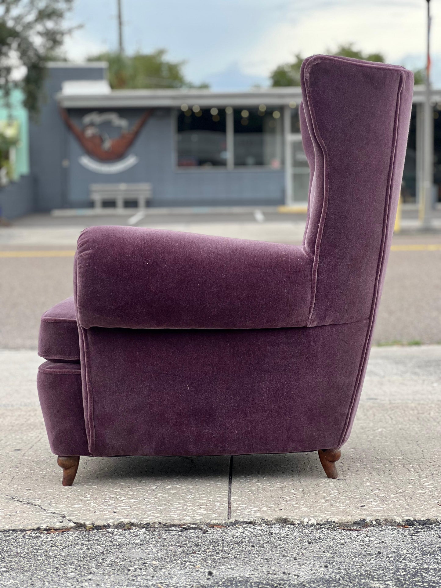 Frisman Vintage Unusual Italian Wingback Chair ca' 1940's Mohair