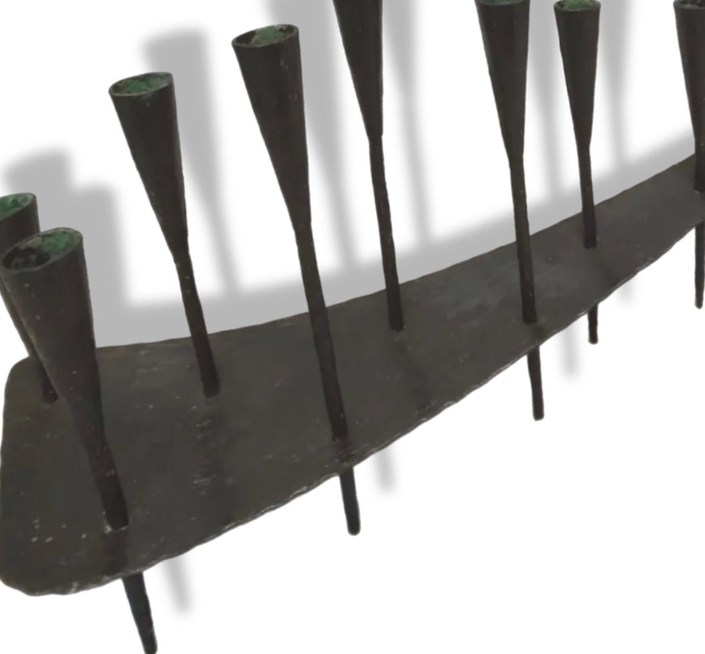 Frisman Vintage Massive 2Ft Mid Century Modern Iron Brutalist Noguchi Insp Sculptural Candelabra
