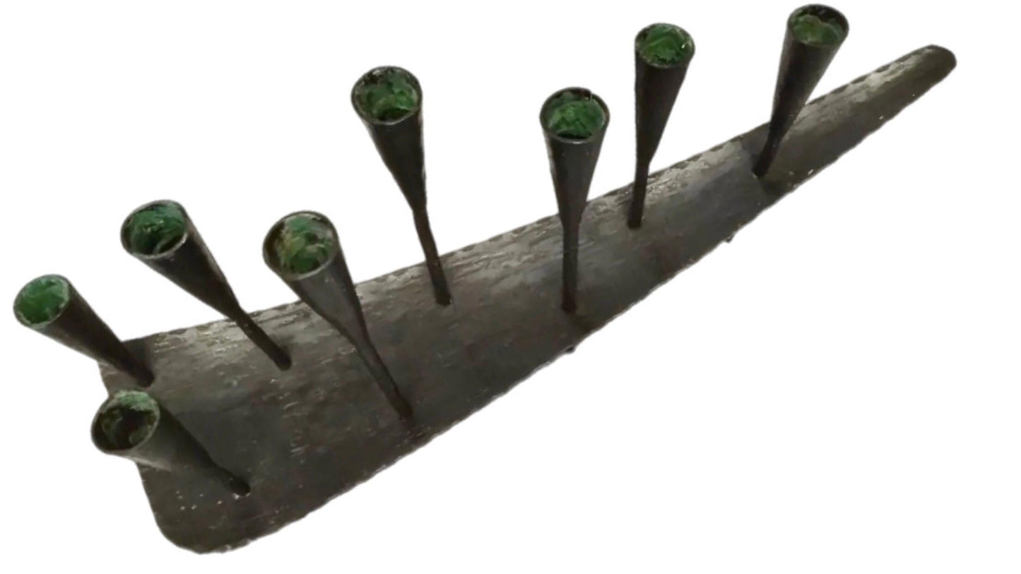Frisman Vintage Massive 2Ft Mid Century Modern Iron Brutalist Noguchi Insp Sculptural Candelabra