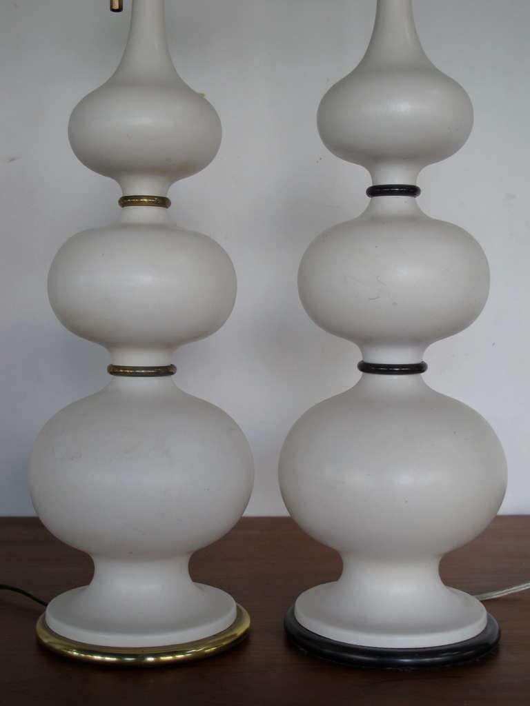 Frisman Vintage Gerald Thurston Lightolier Ceramic Gourd Lamps