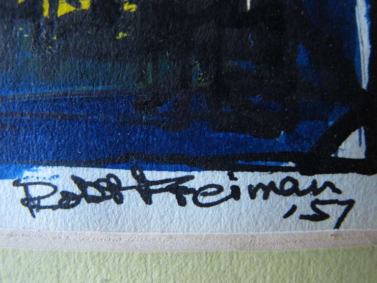 Frisman Vintage Gouache On Paper By Robert Freiman, 1957