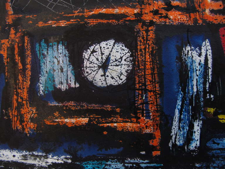 Frisman Vintage A Gouache on Paper by Robert Freiman, 1960