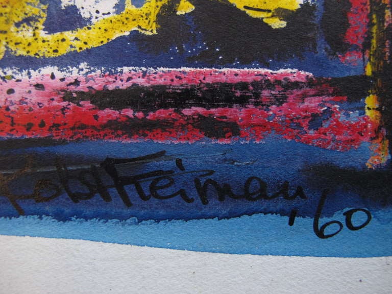 Frisman Vintage A Gouache on Paper by Robert Freiman, 1960
