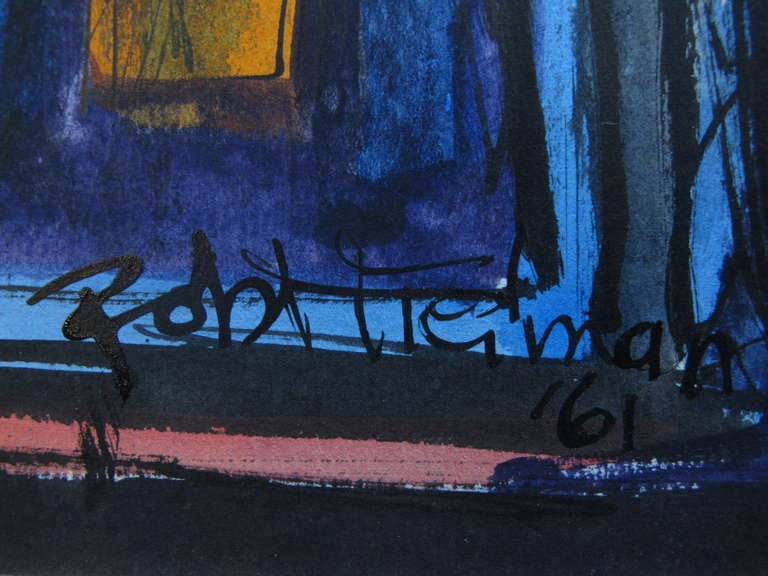 Frisman Vintage A Robert Freiman Gouache on Paper "Cathedrale" 1961